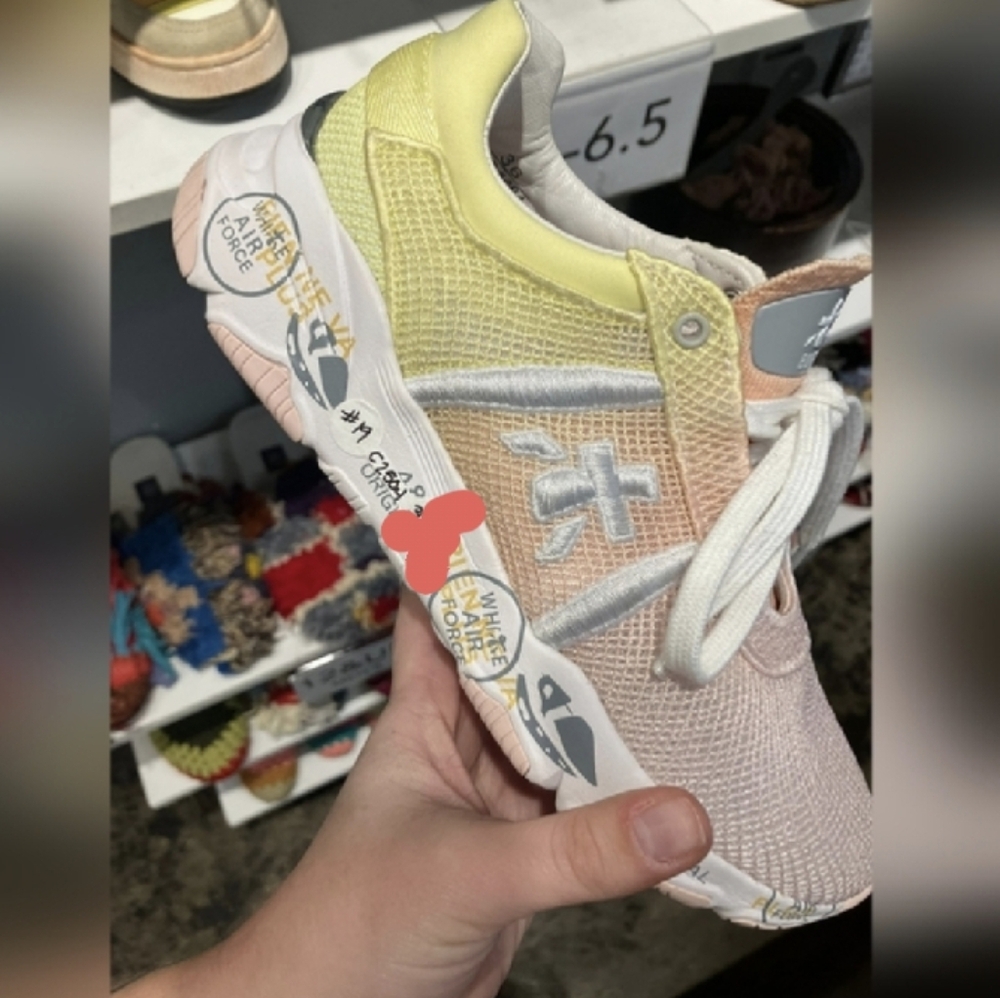 Premiata Yellow and Pink Sneakers